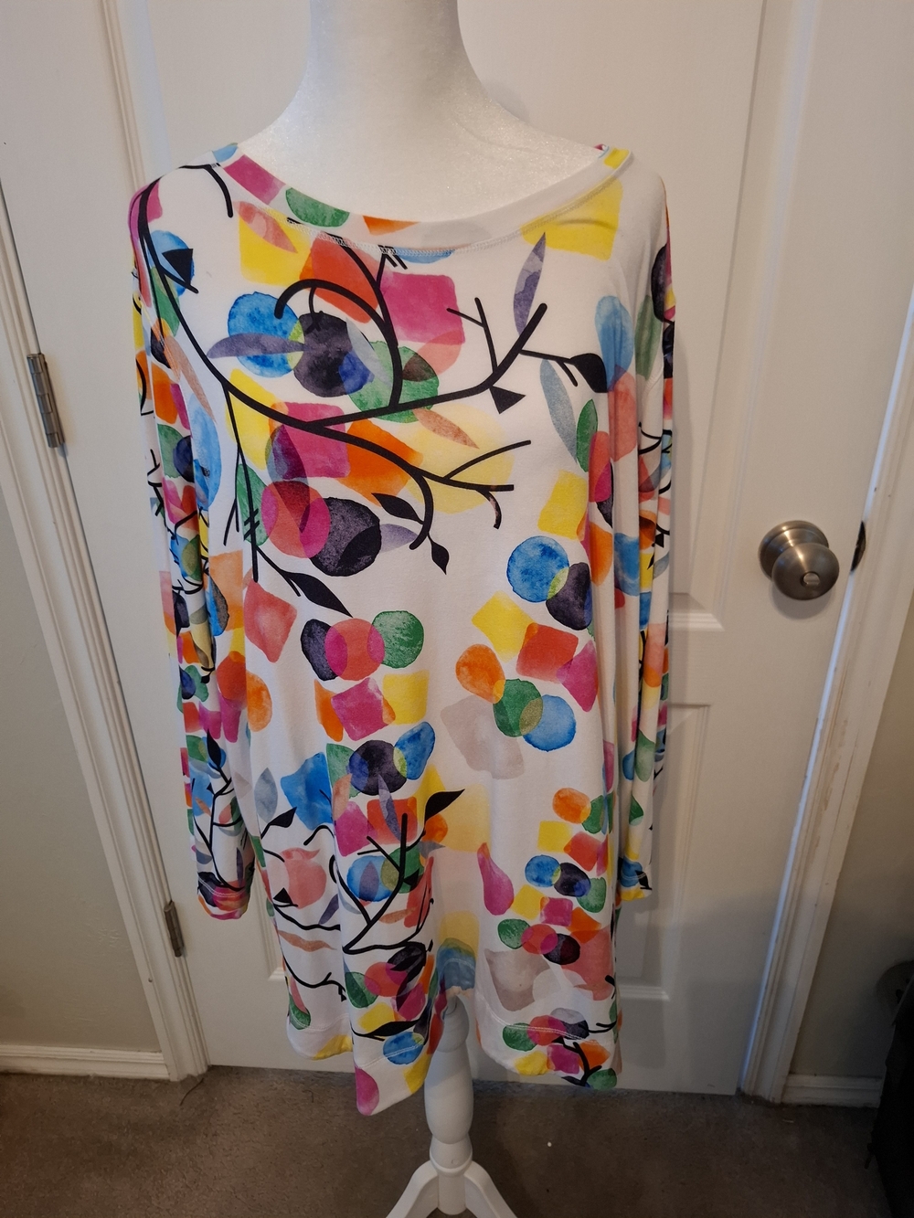Ali Miles White Multicolor Abstract Tunic